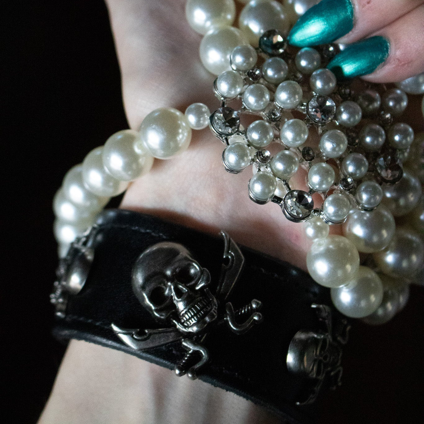 Pirate Leather Skull Bracelet