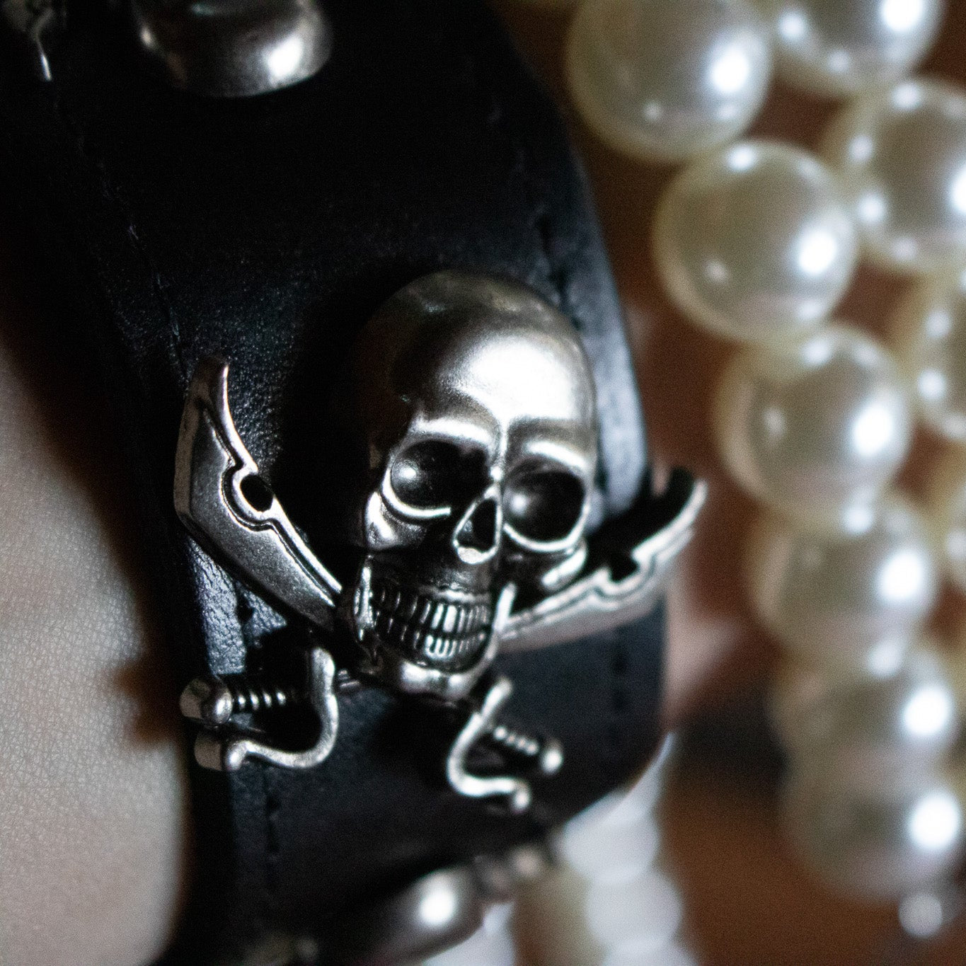 Pirate Leather Skull Bracelet