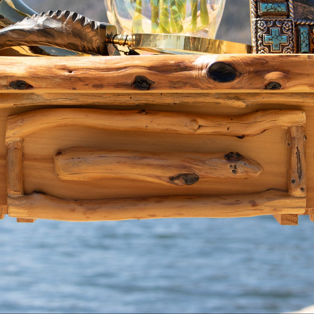 Semi-Circle Natural Wood Side Table