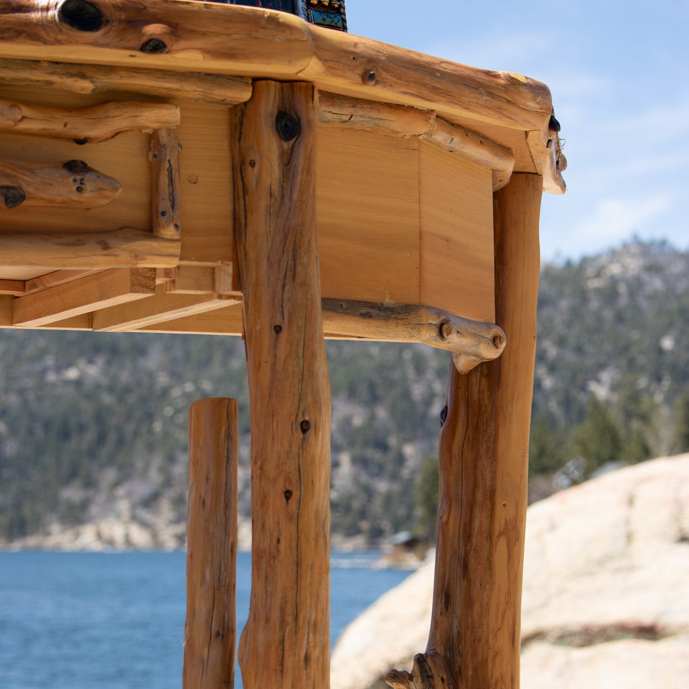Semi-Circle Natural Wood Side Table