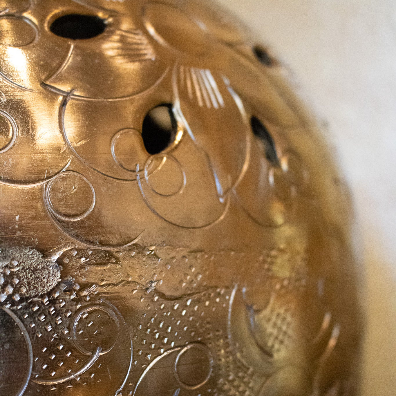Elegant Golden Vase with Decorative Floral Design Handcrafted in India
