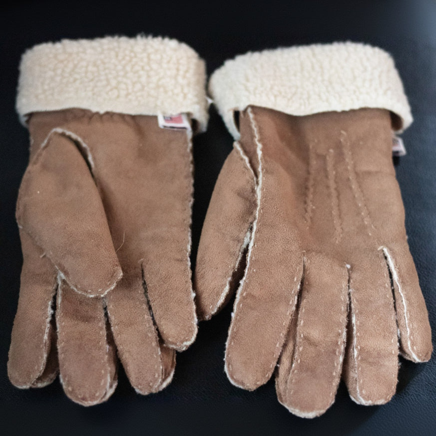 Vintage Ralph Lauren Polo Jean Company Brown Winter Wool Lined Gloves Size Large