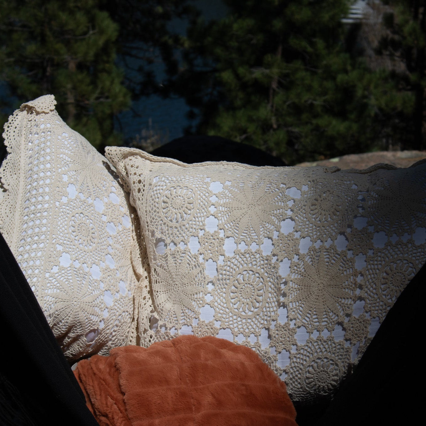 Crocheted Designed Pillowcase in Off-White 31" x 20"