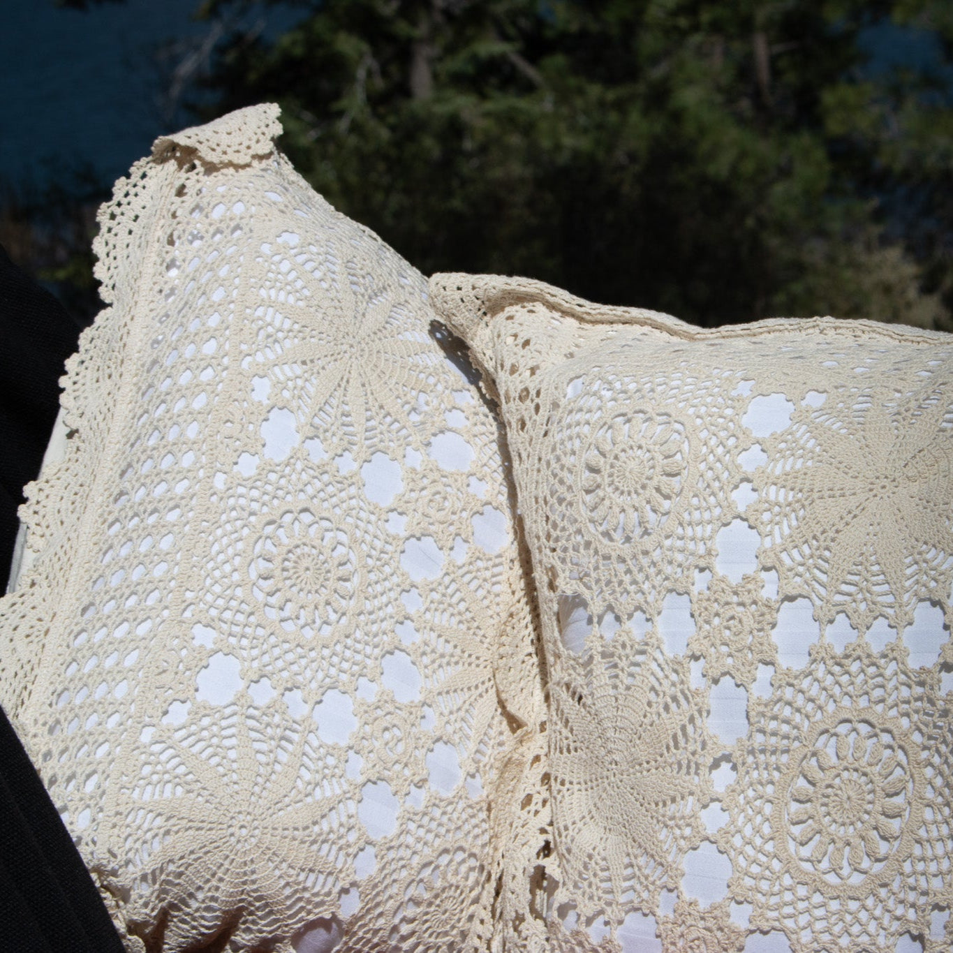 Crocheted Designed Pillowcase in Off-White 31" x 20"