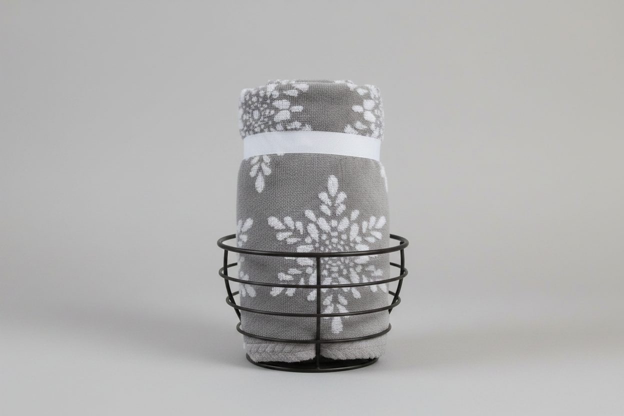 Caro Home Set of 2 Hand Towels Light Gray with Snowflake Design