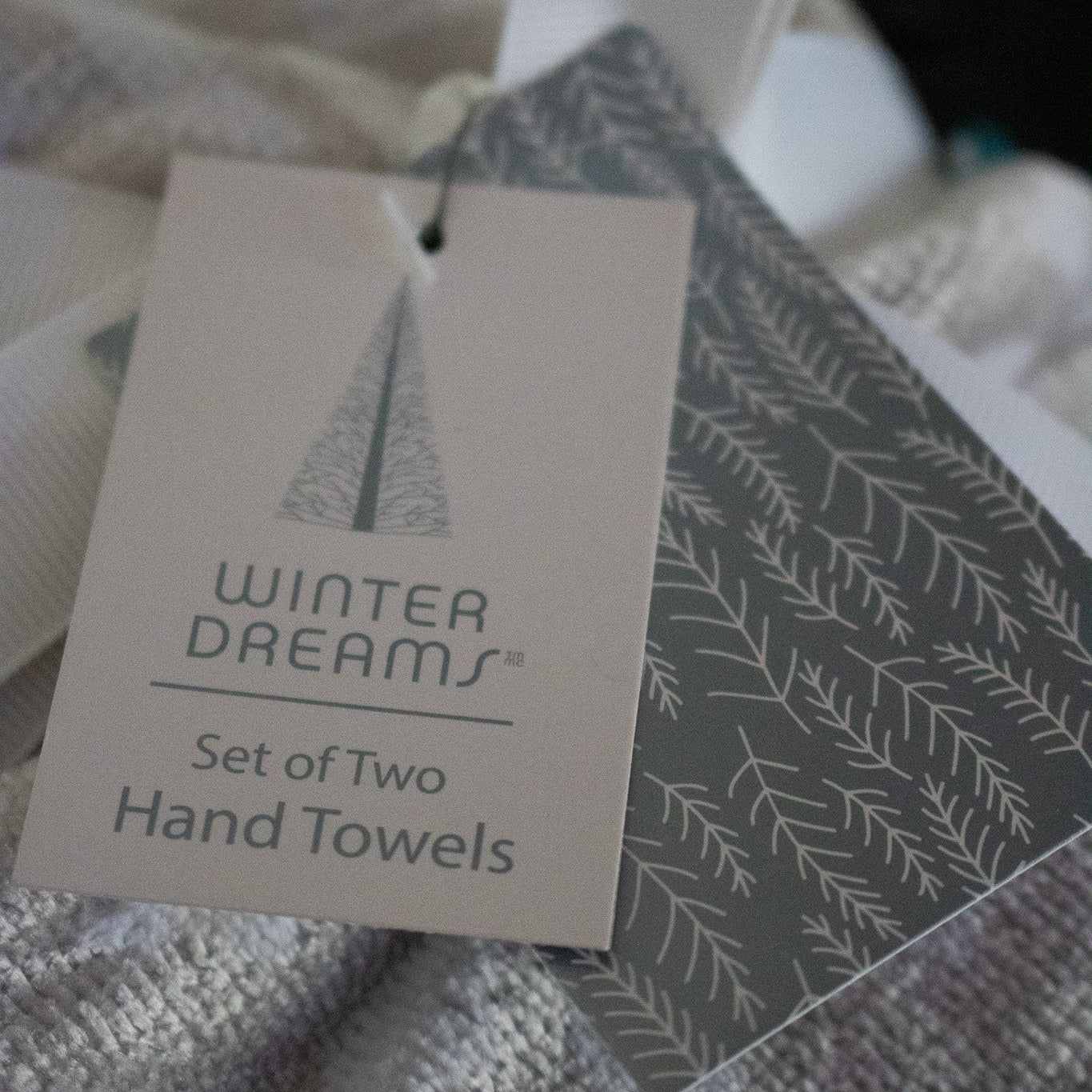 Winter Dreams Elegant Set of 2 Silver Hand Towels with Snowflakes