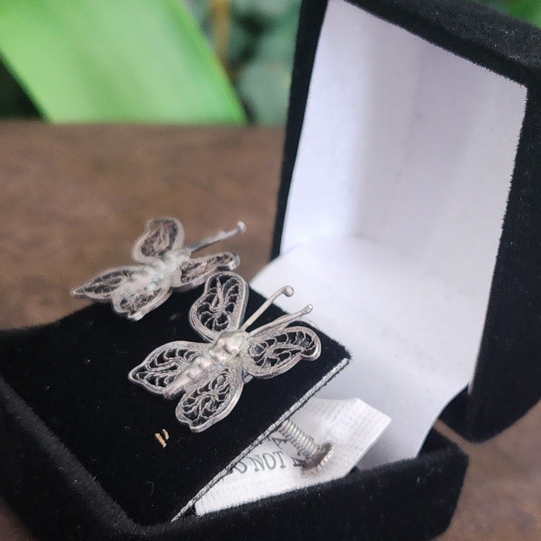 Vintage Sterling Silver Butterfly Screw Backs Earrings