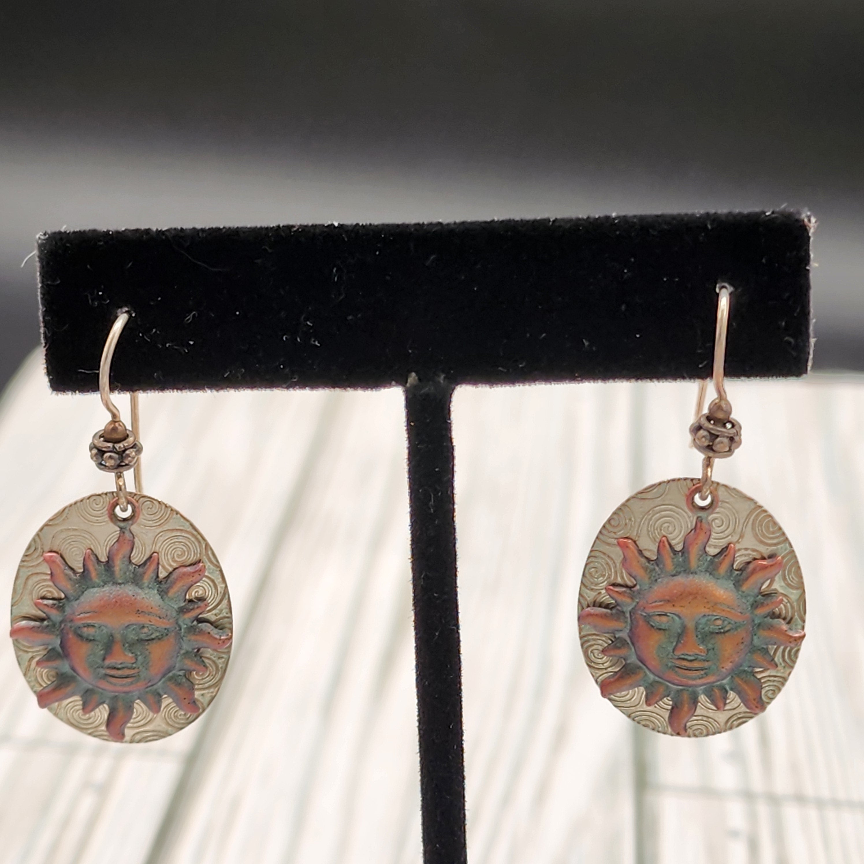 Navajo Zuni Sterling Silver Sun Earrings