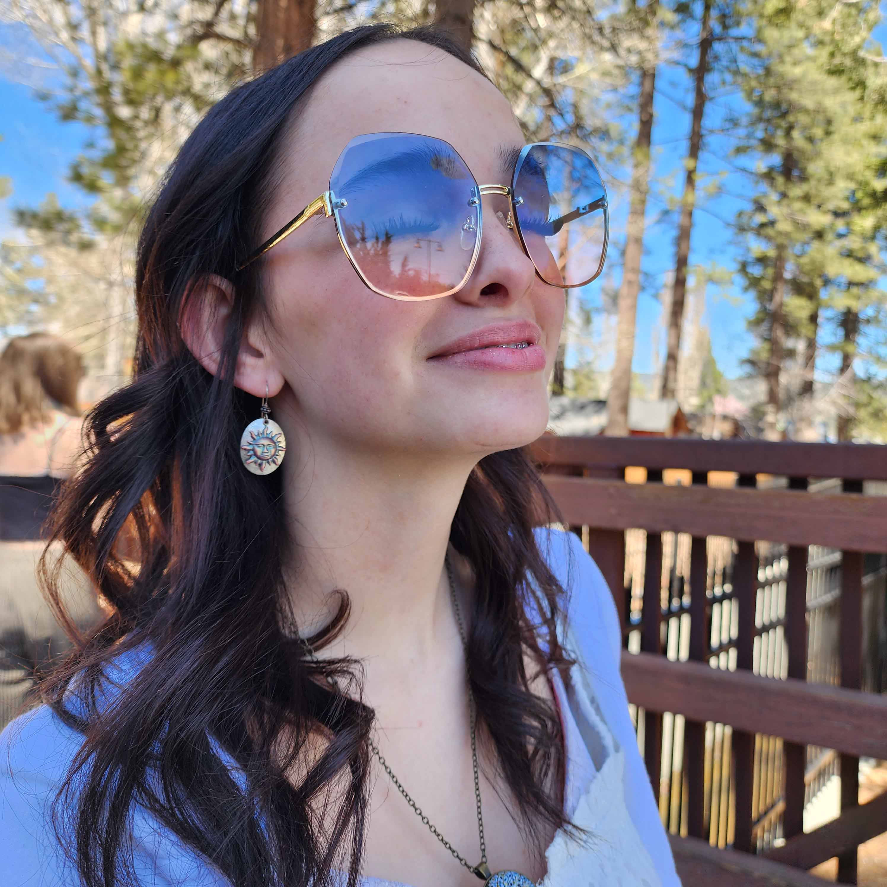Navajo Zuni Sterling Silver Sun Earrings