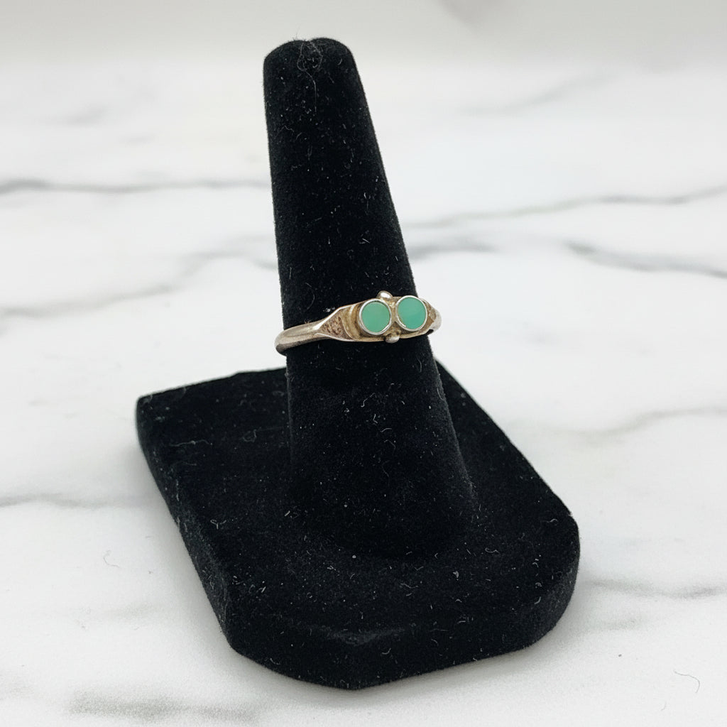 Hachita Turquoise Dots Sterling Silver Ring Turquoise Gemstones Sleek Size 7
