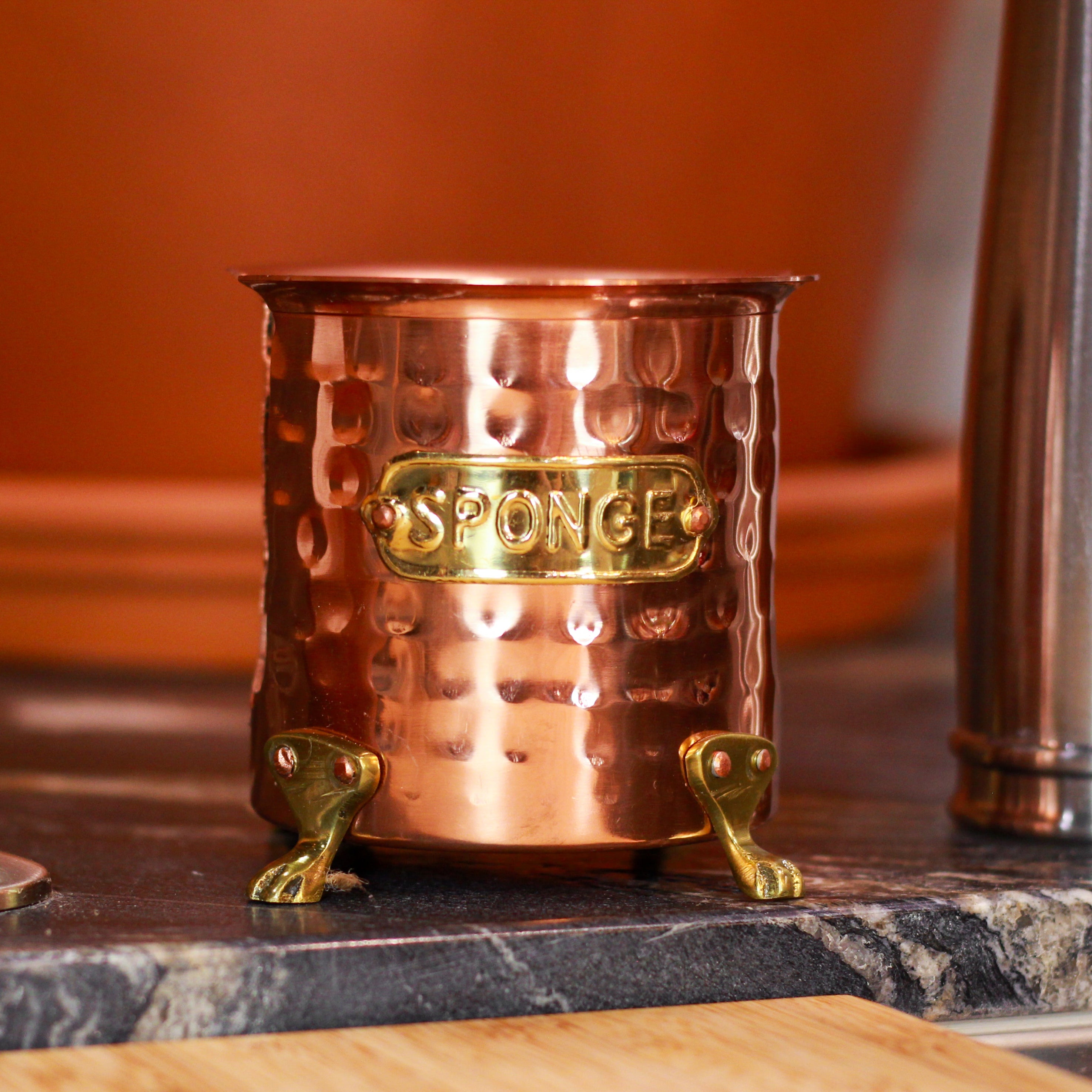Mud Pie Kitchen Hammered Copper Sponge Holder Caddy