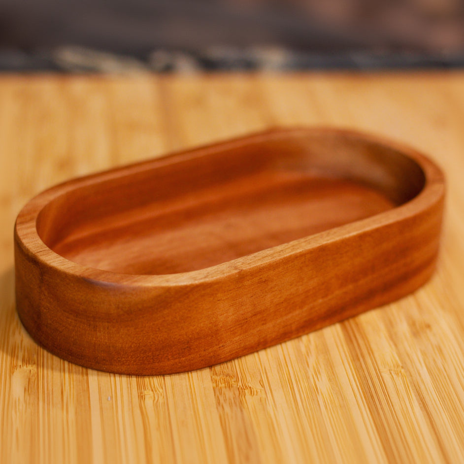 Natural Wood Oval Catch All Dish Caddy