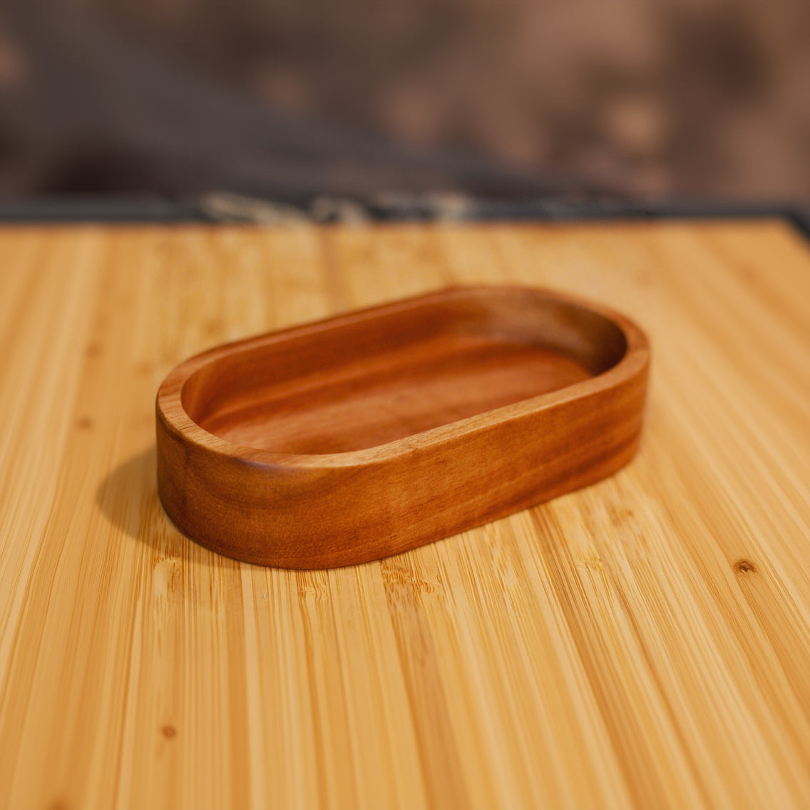 Natural Wood Oval Catch All Dish Caddy