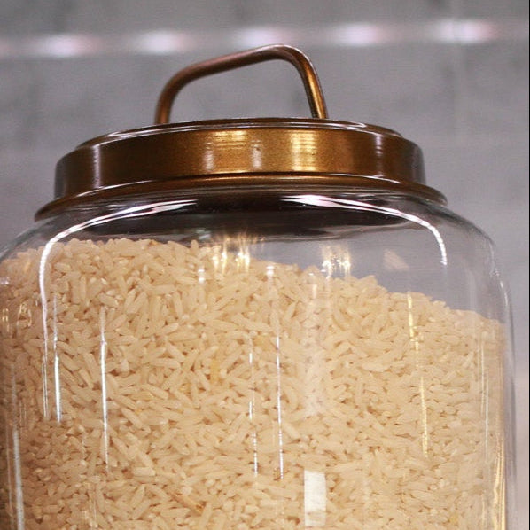 Premium Set of 2 Crown & Ivy Canisters with Metal Bronzed Lid