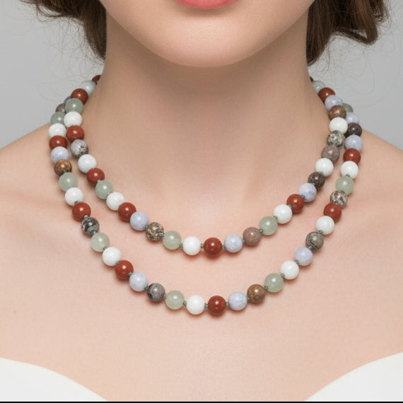 Healing Crystal Agate and Jasper Beaded Necklace