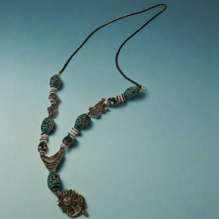 Peruvian Design Beaded Llama and Sun Necklace