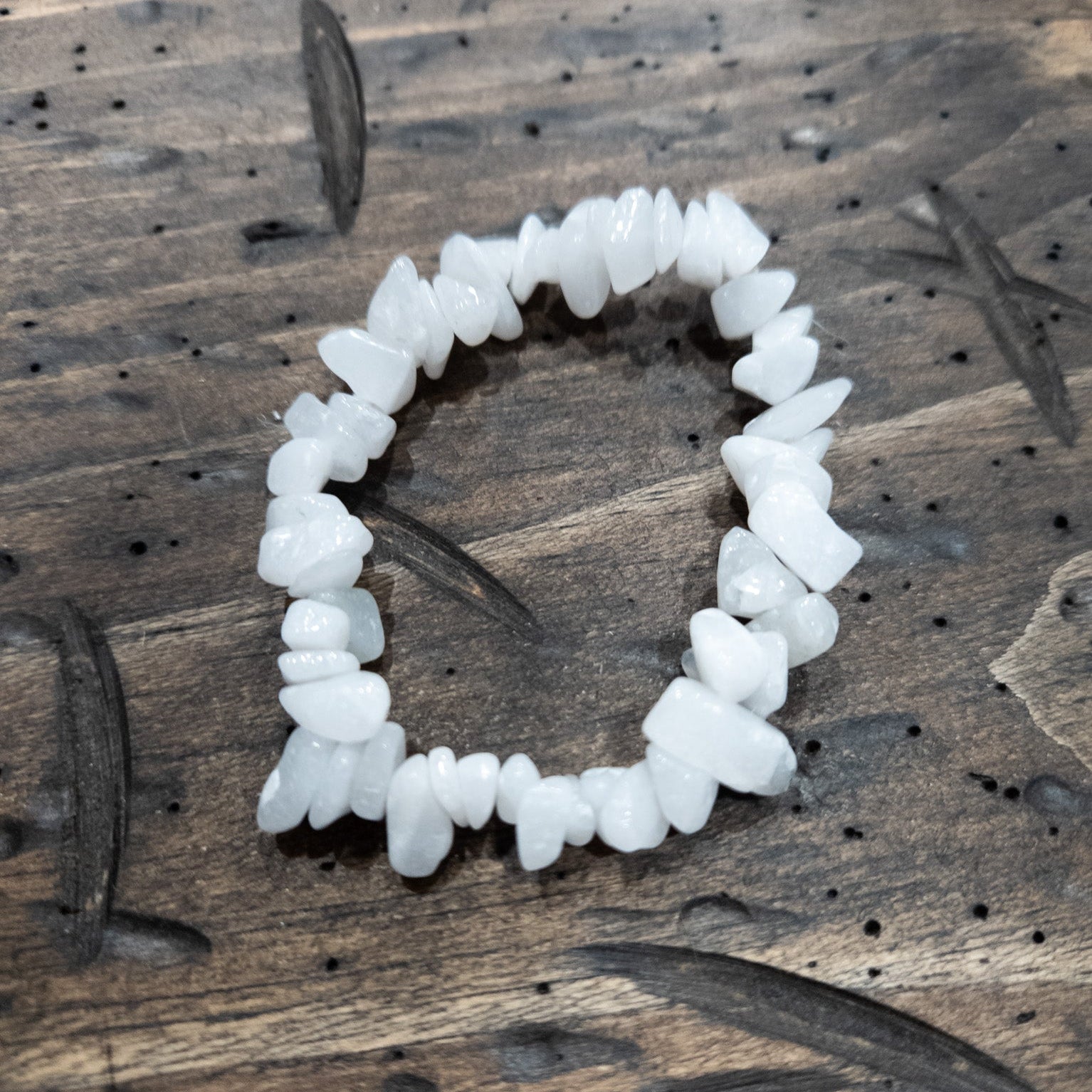 White Quartz Stone Stretchy Bracelet
