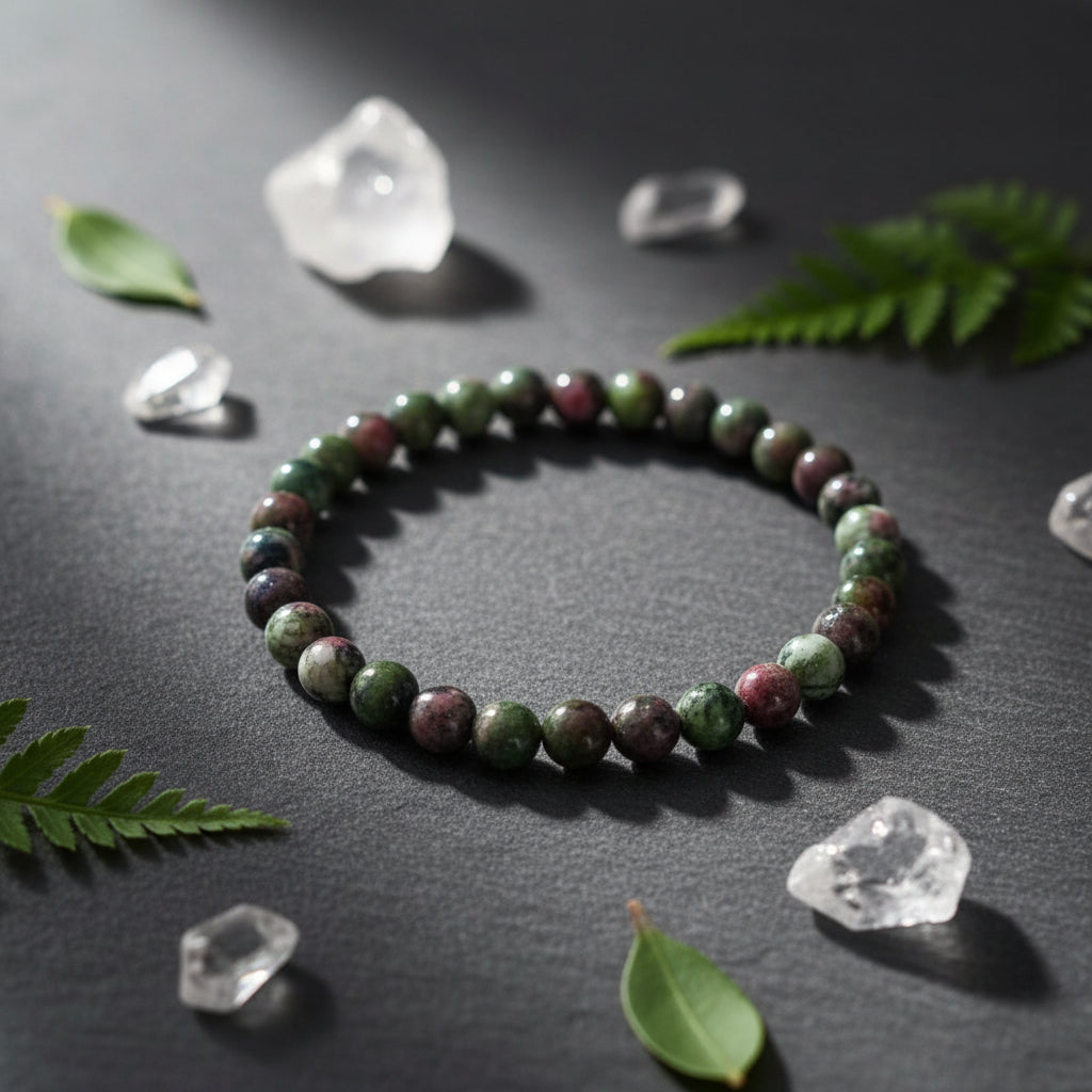 Small Dragon Blood Jasper Beaded Stretchy Bracelet
