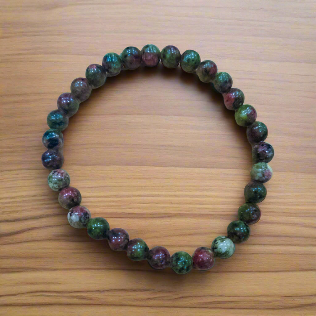 Small Dragon Blood Jasper Beaded Stretchy Bracelet