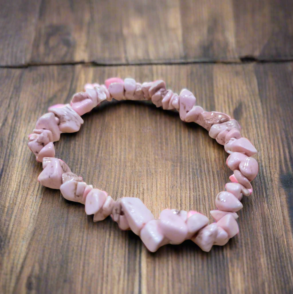 Rhodochrosite Stone Beaded Stretchy Bracelet