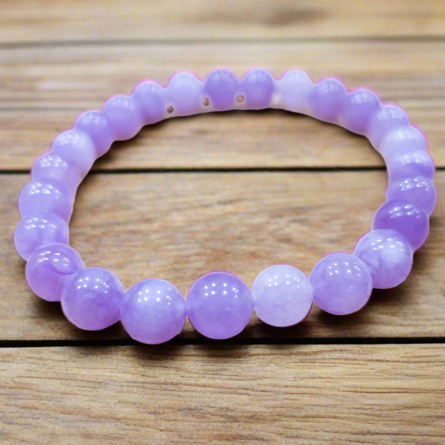 Amethyst Stone Beaded Stretchy Bracelet