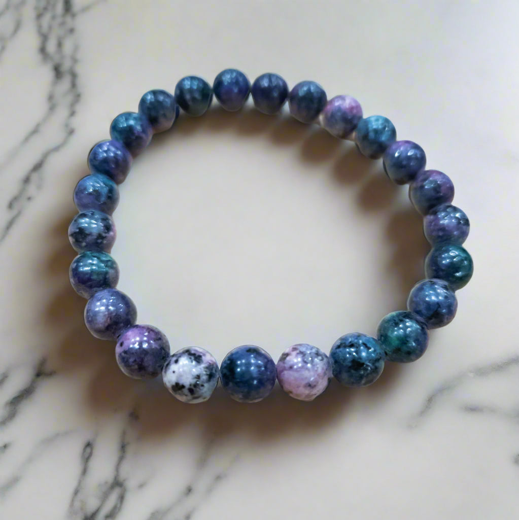 Ruby Zoisite Stone Beaded Stretchy Bracelet