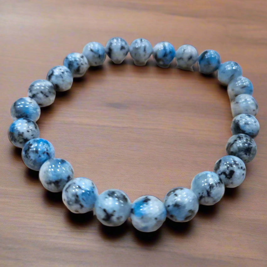 Blue K2 Jasper Beaded Stretchy Bracelet