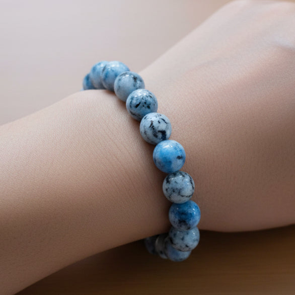 Blue K2 Jasper Beaded Stretchy Bracelet