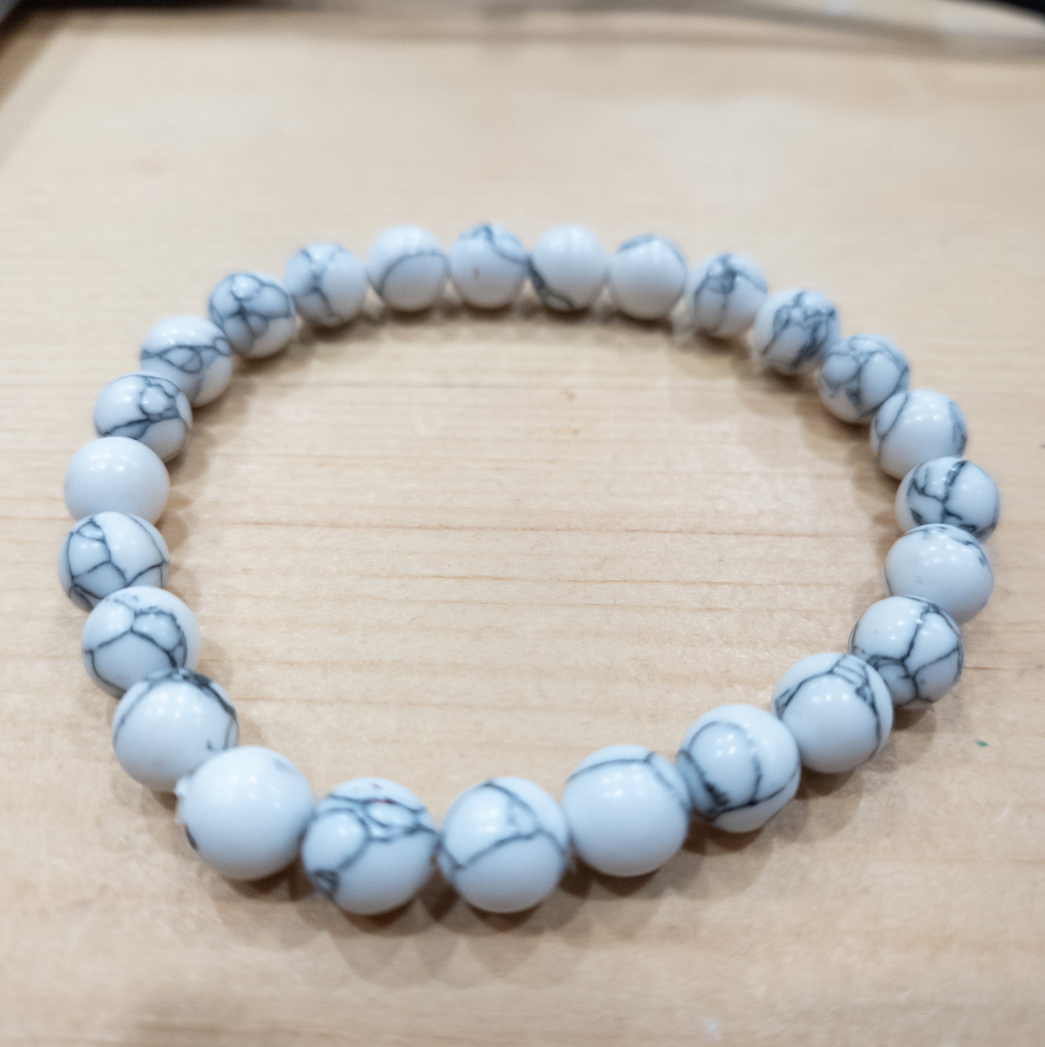 Howlite Stone Beaded Stretchy Bracelet