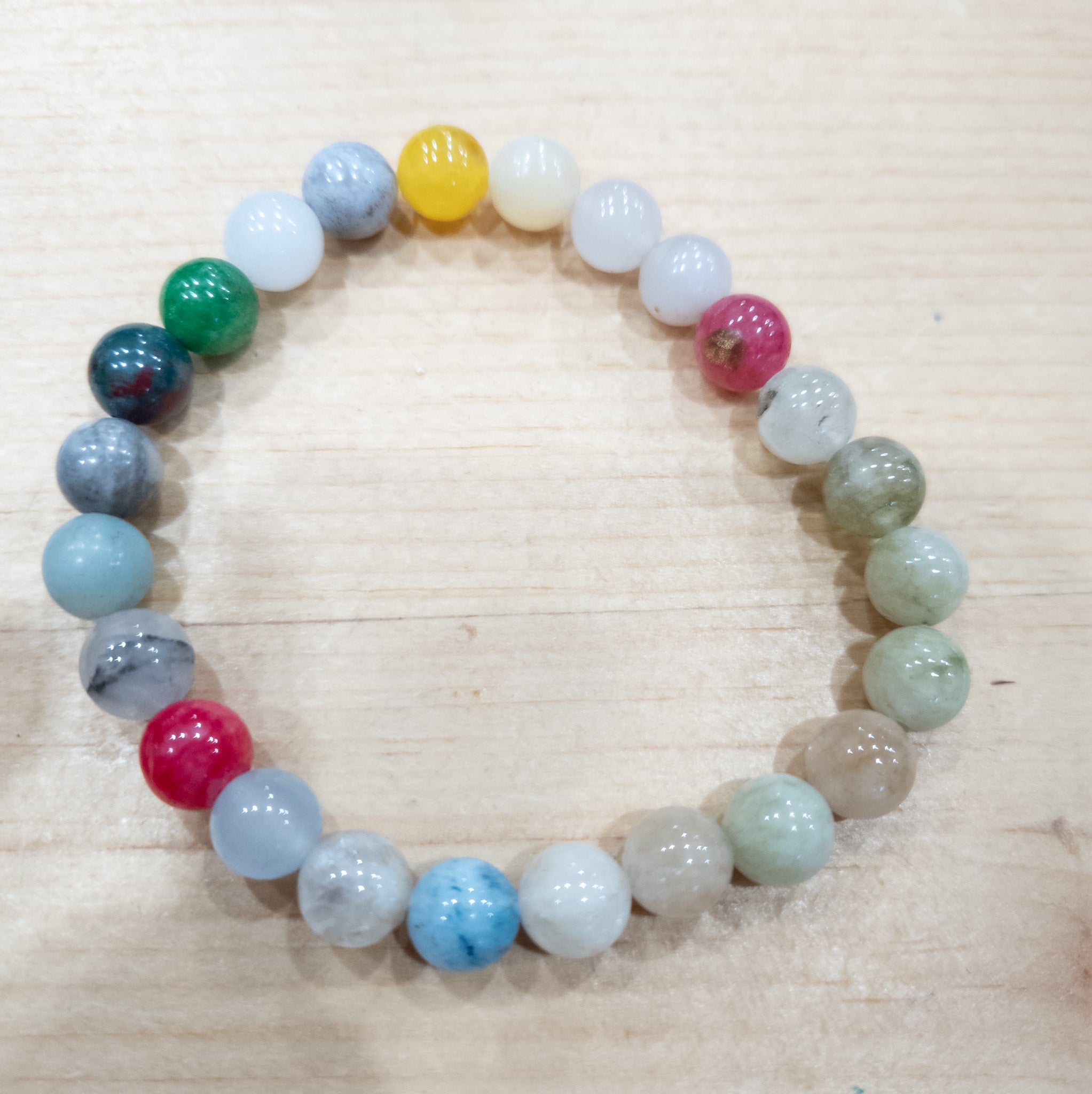 Beautifully Assorted Agate Stone Beaded Stretchy Bracelet