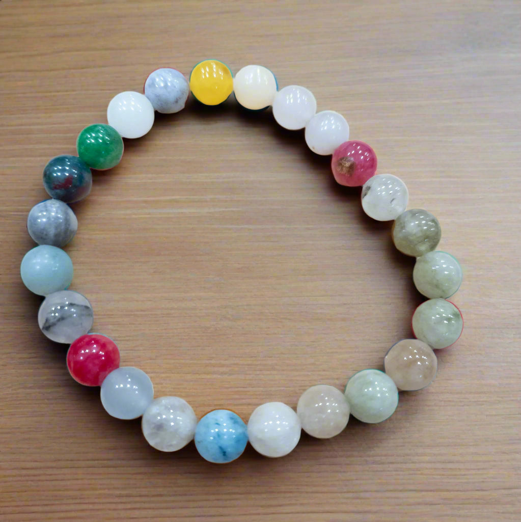 Beautifully Assorted Agate Stone Beaded Stretchy Bracelet