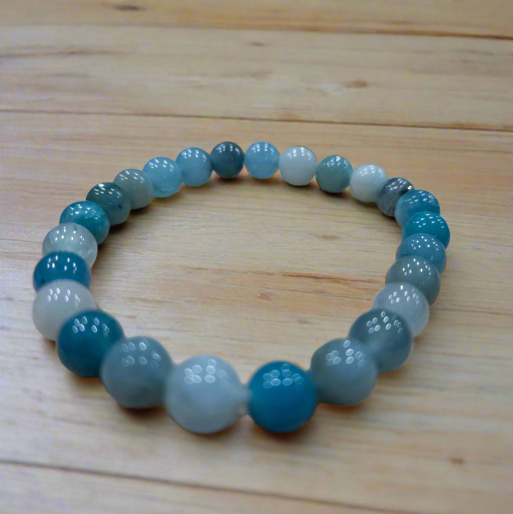 Aquamarine Stone Beaded Stretchy Bracelet
