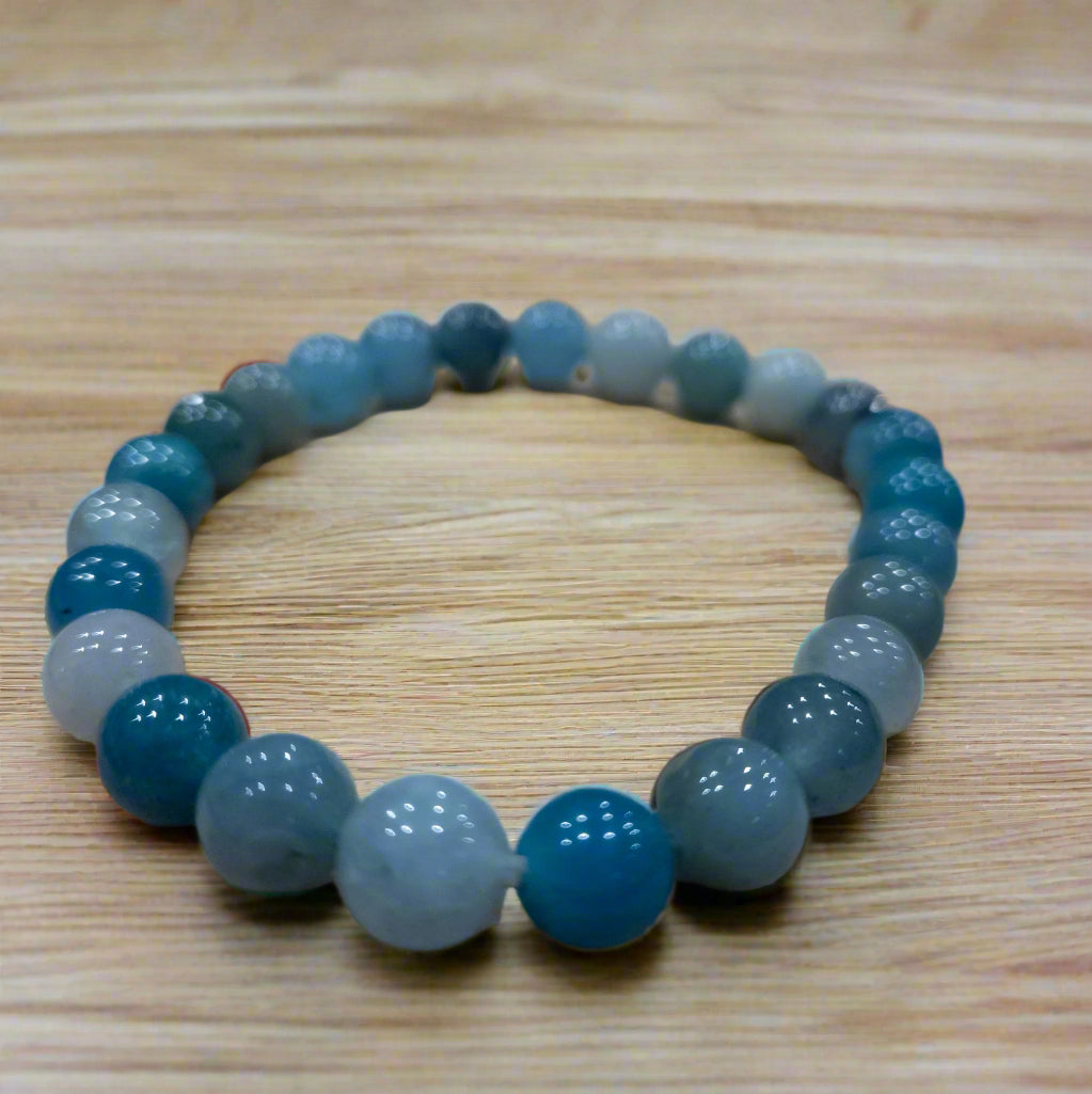 Aquamarine Stone Beaded Stretchy Bracelet