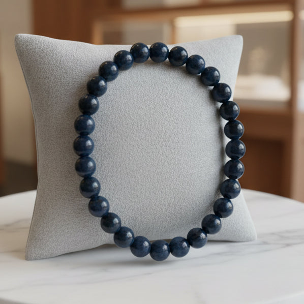 Seraphinite Stone Beaded Stretchy Bracelet