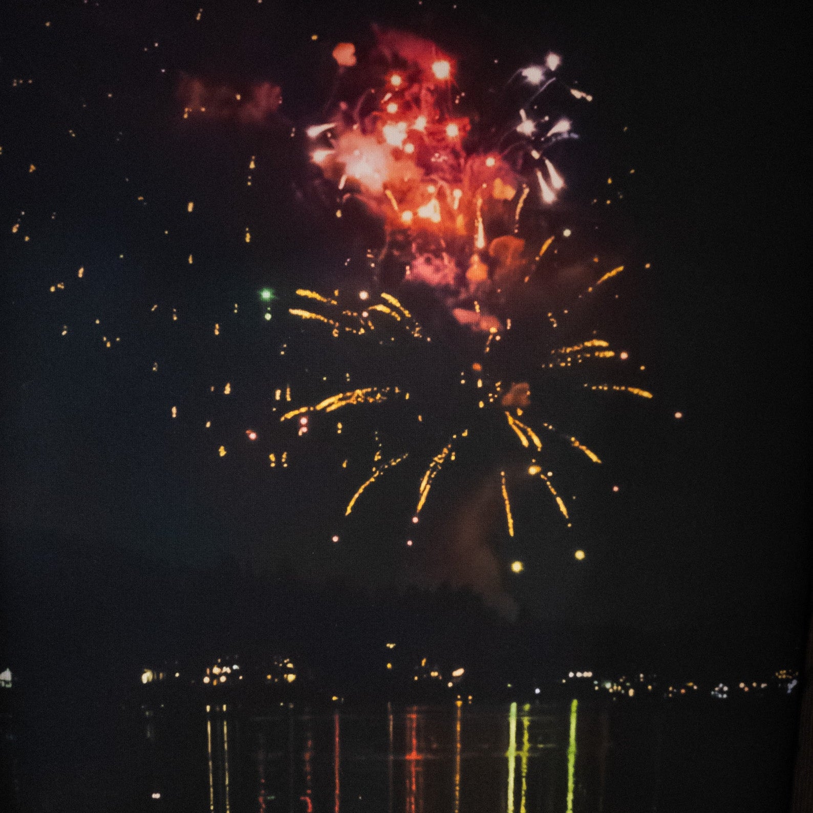 Big Bear Lake Original Firework Canvas Print with Frame