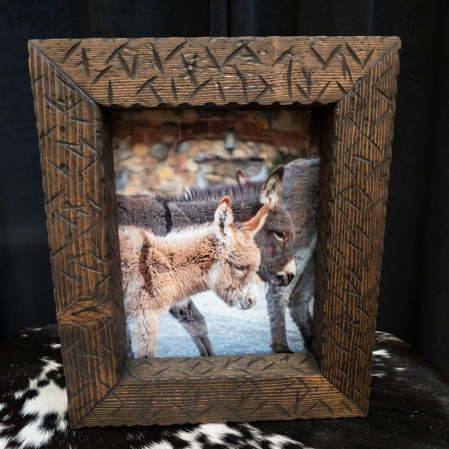 Original Framed Photo of Burros in Big Bear California