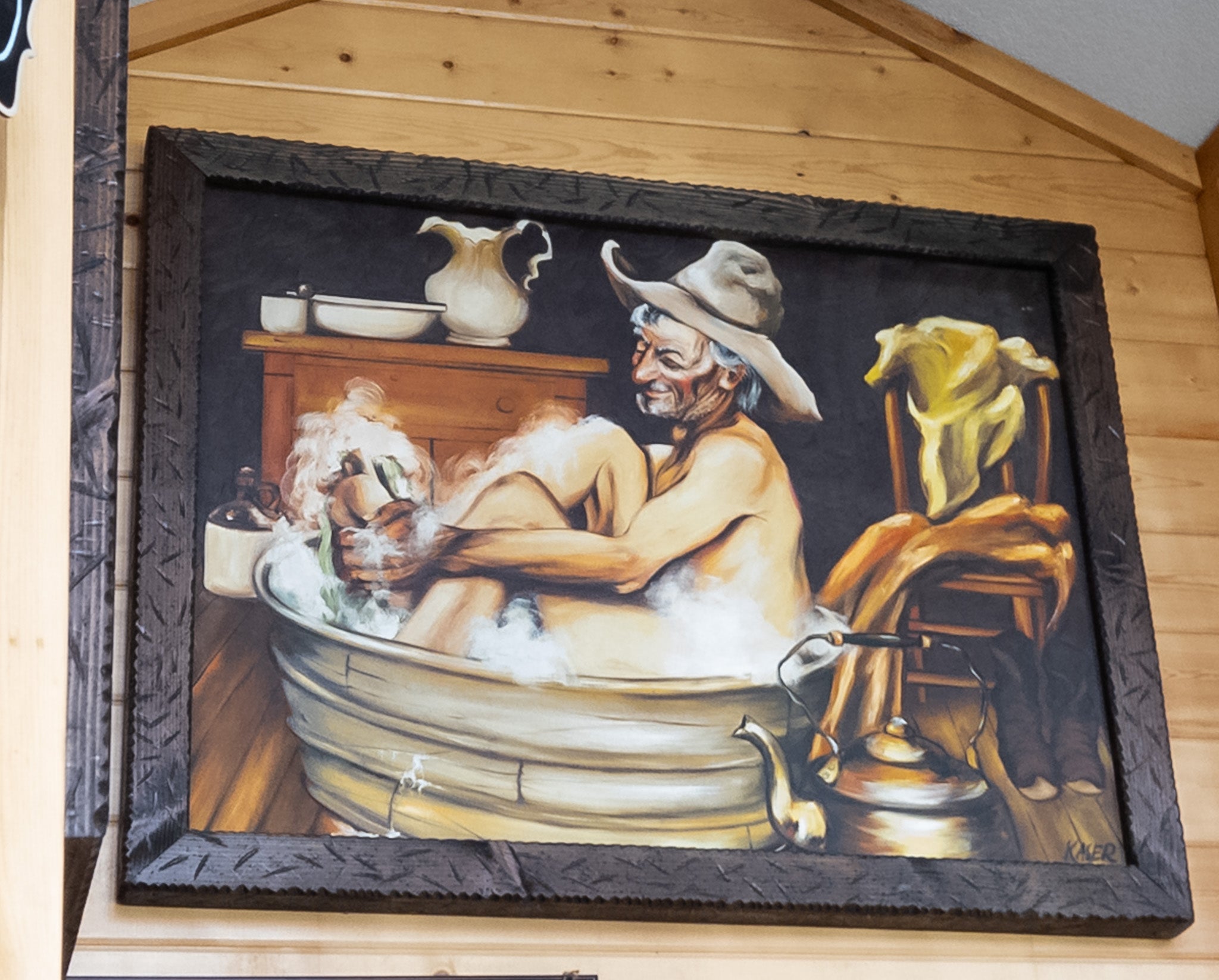 Original Oil Painting "Bath Time" by G. Kaser