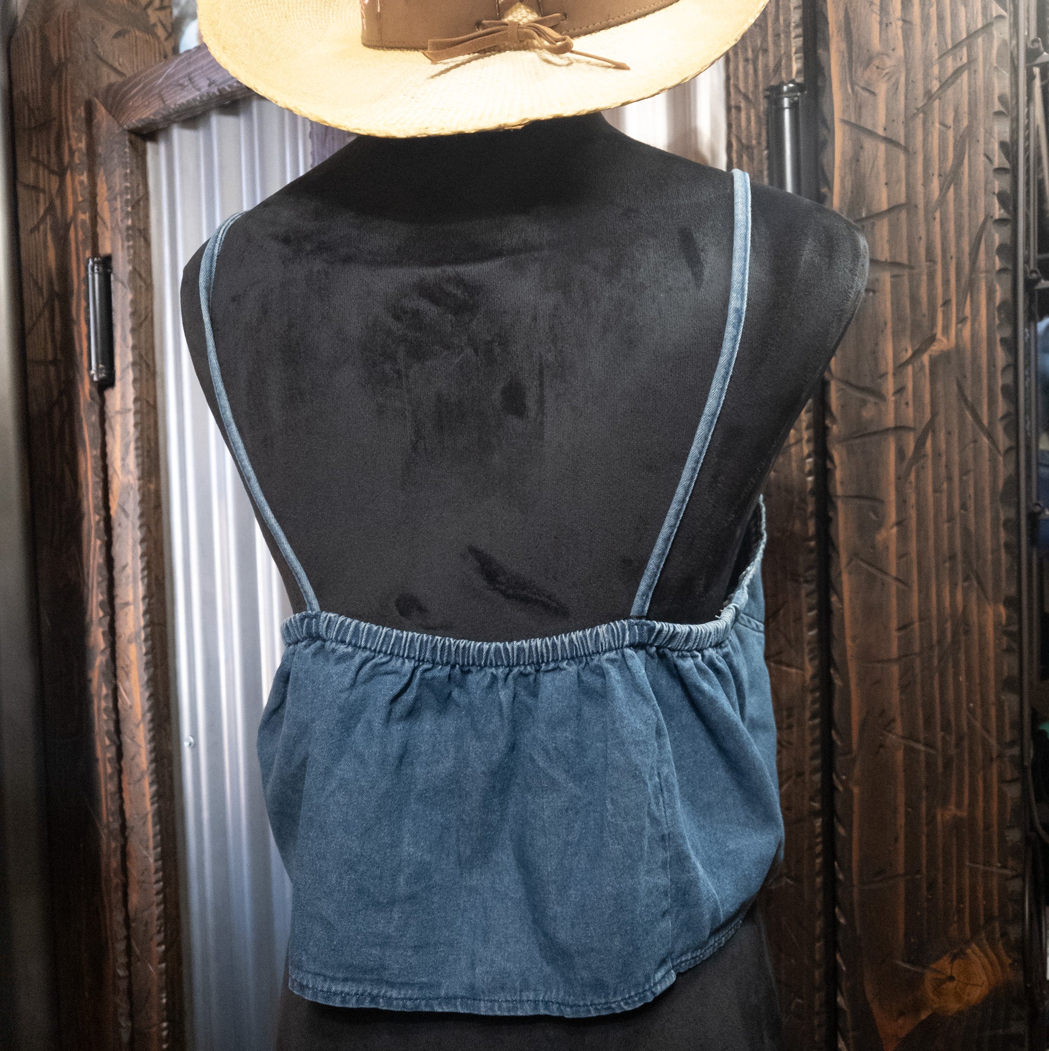 Denim Snap Up Crop Top