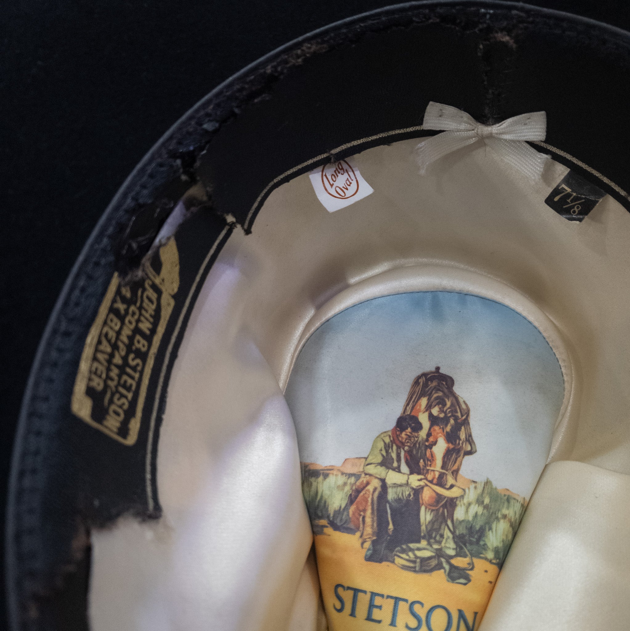 Vintage John B. Stetson 4X Beaver Cowboy Hat – Black Felt – Size 7 1/8 Long Oval – Made in USA