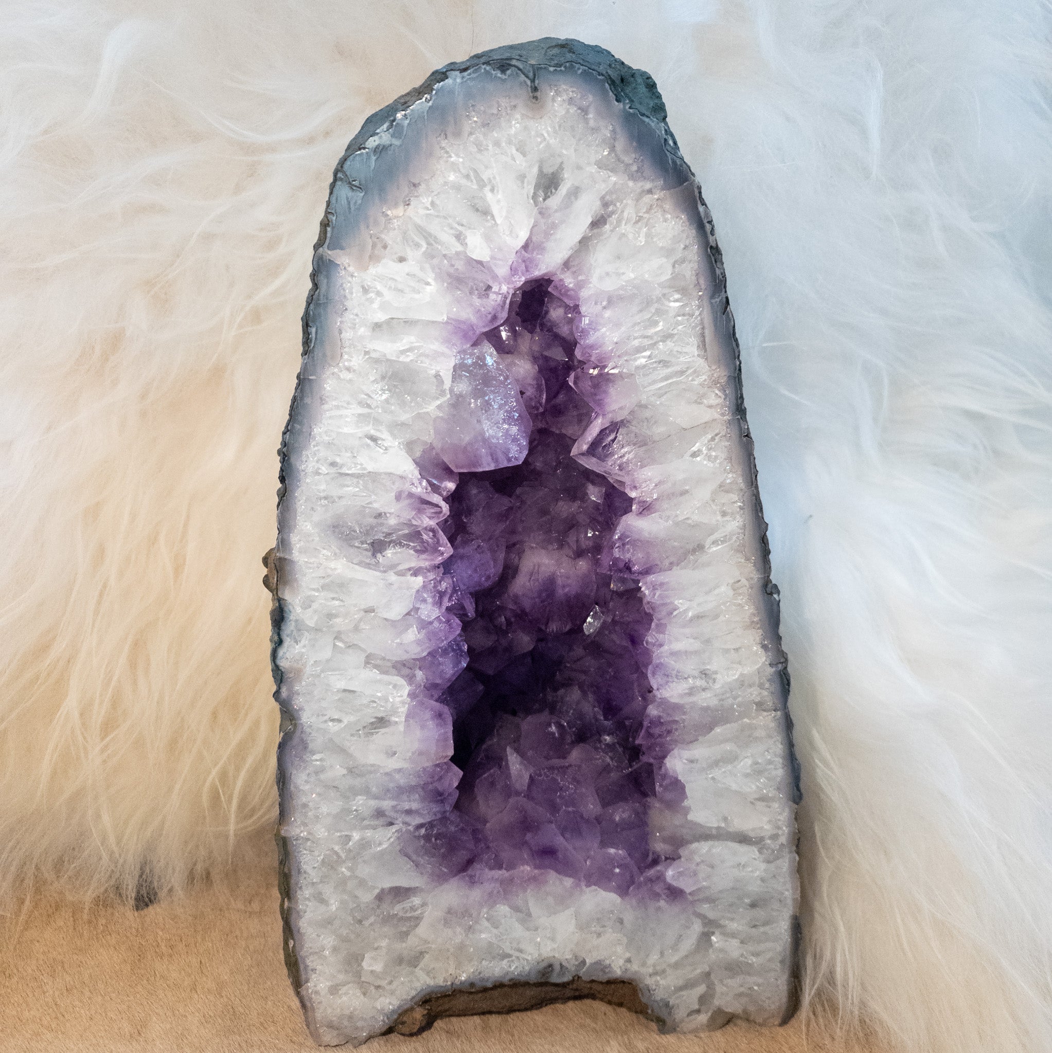 Large Natural Amethyst Geode Crystal Quartz Cluster 13-inches Tall 22.5 lbs.