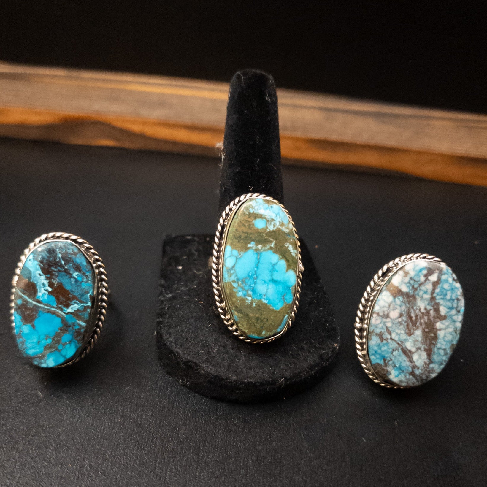 Stunning Turquoise Stone Ring 925 Sterling Silver-Plated Brass Handmade in India