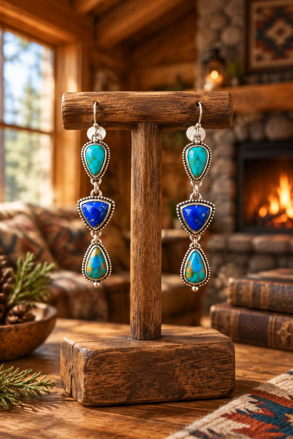 Boho Synthetic Lapis Lazuli Turquoise Earrings
