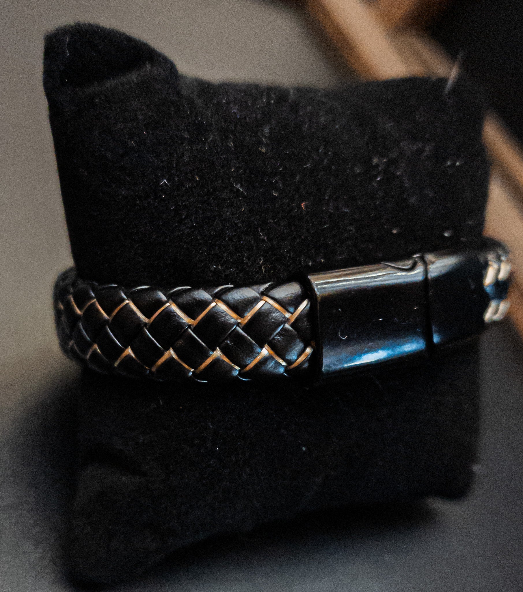 Diamond Tuck Design Braided Bracelet with Magnetic Closure
