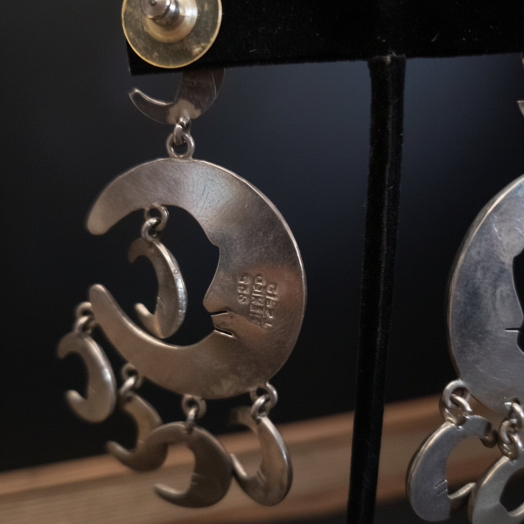 925 Silver Crecent Moon Charm Earrings made in Mexico