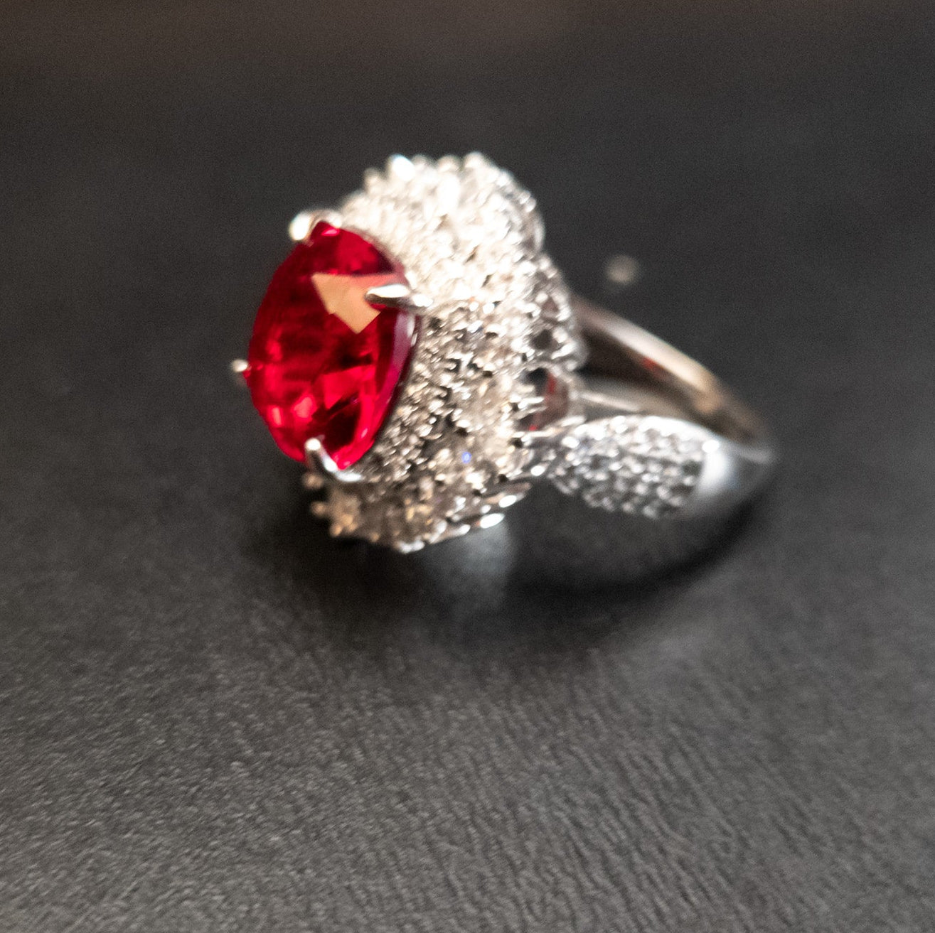 Elegant Red Rhinestone 925 Silver Plated, Cubic Zircon Wedding Rings size 9