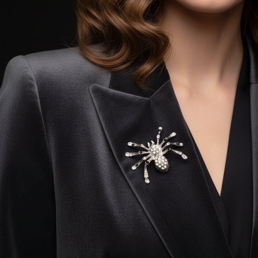 Fashion Jewelry Bedazzled Rhinestone Spider Brooch