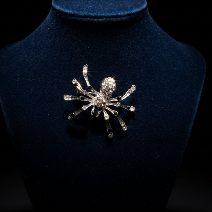 Fashion Jewelry Bedazzled Rhinestone Spider Brooch