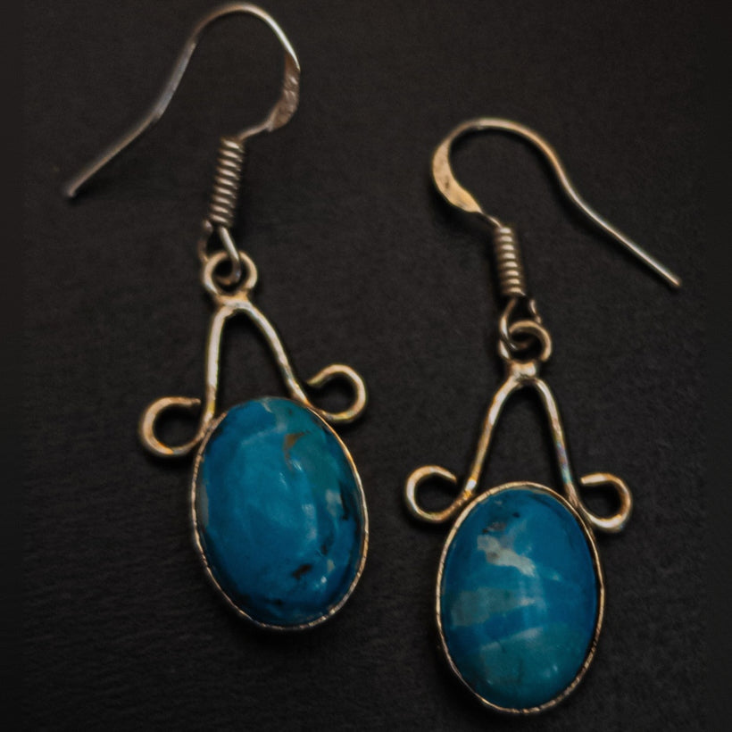 Vintage Silver Earrings With Larimar Gemstones