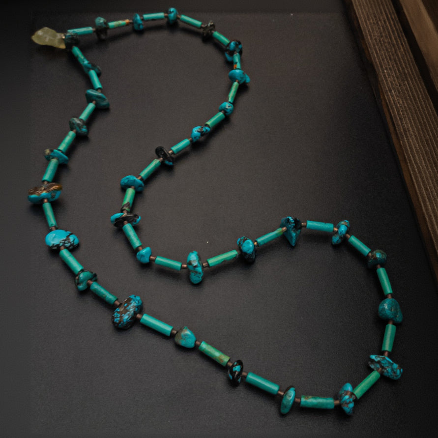 Turquoise Colored Native Style Beaded Necklace