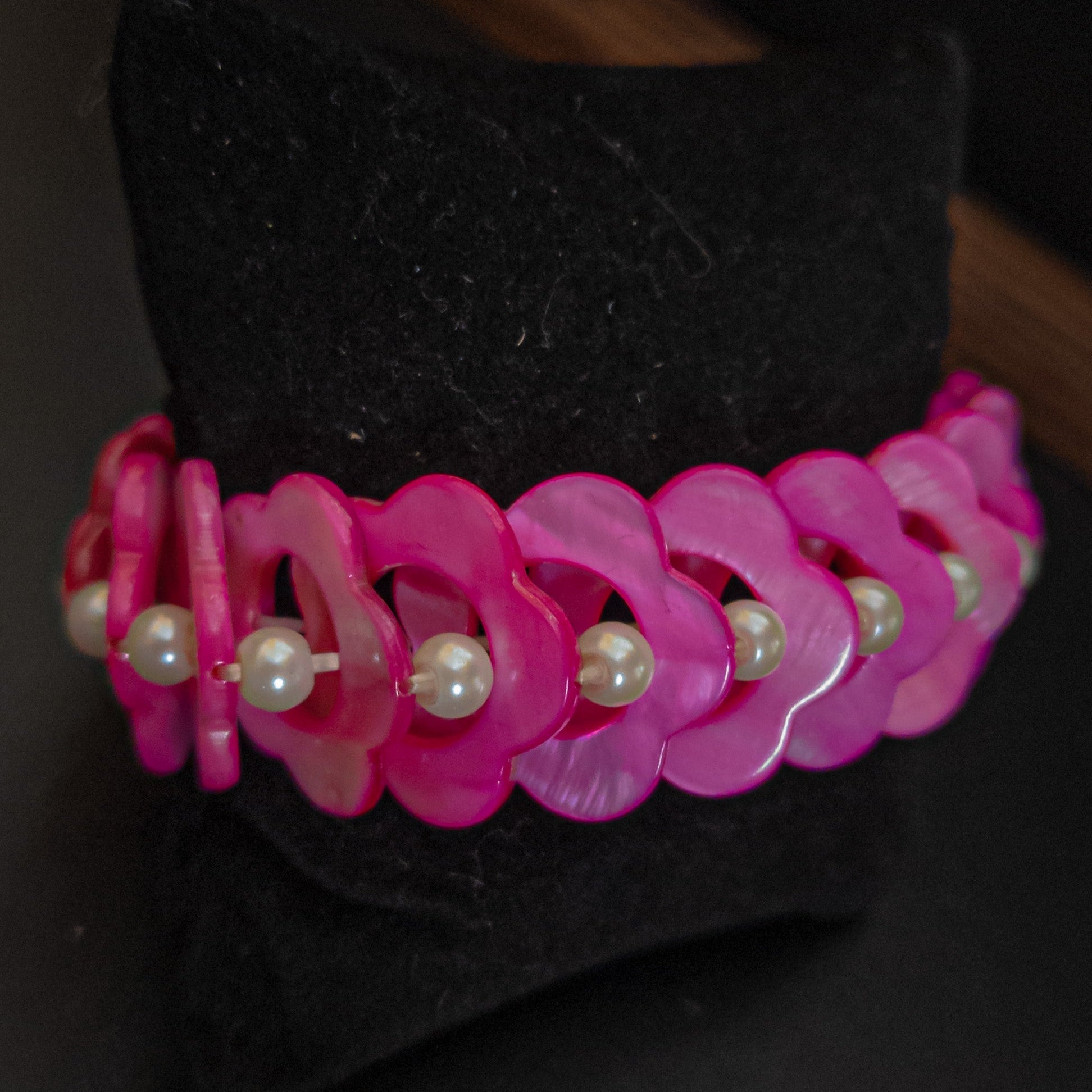 Chunky Wide Shell Bangle With Pearls